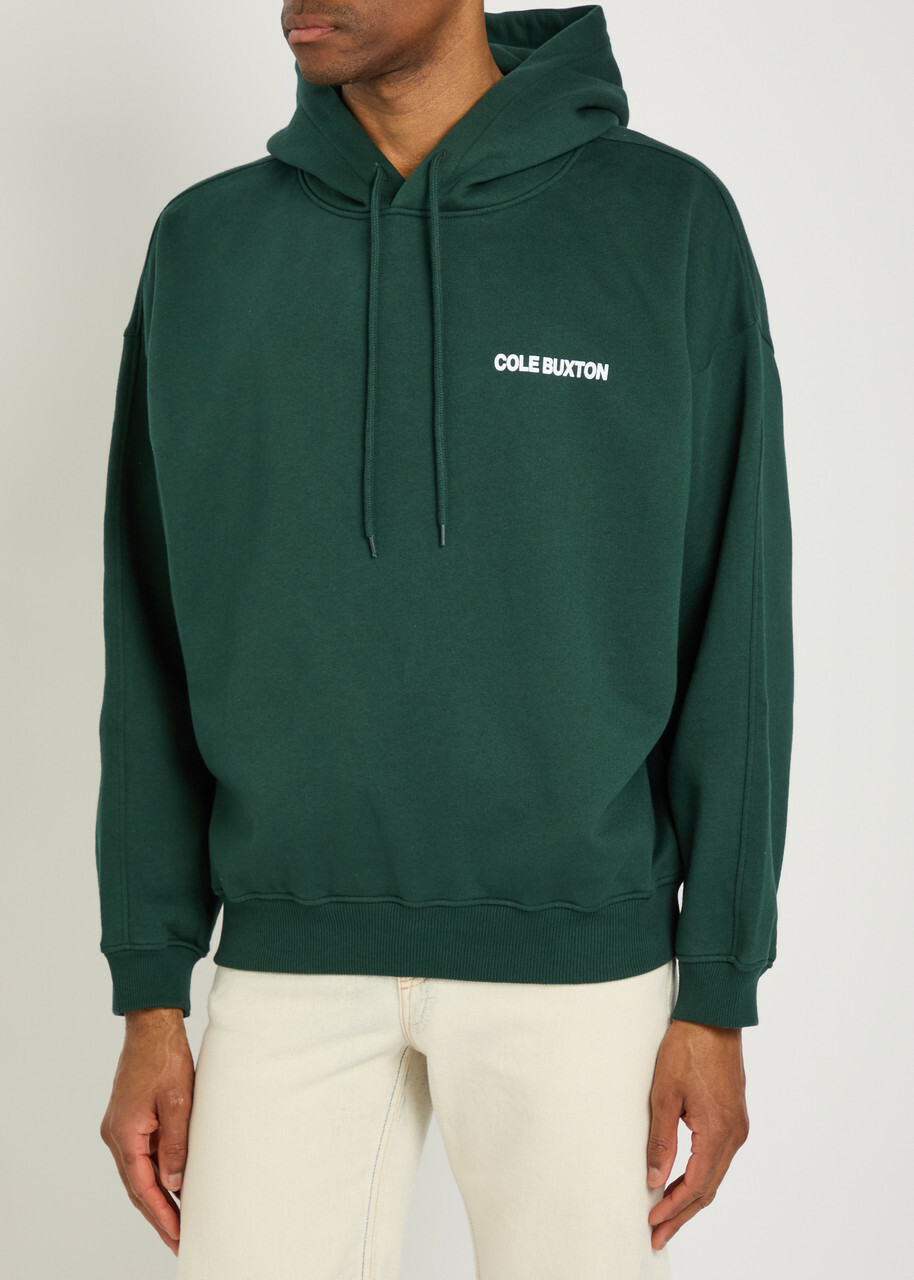 Cole Buxton Sportswear Hooded Printed Cotton Sweatshirt Green