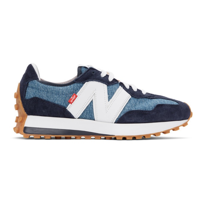 Photo: Levis Blue and White New Balance Edition 327 Sneakers