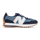 Levis Blue and White New Balance Edition 327 Sneakers