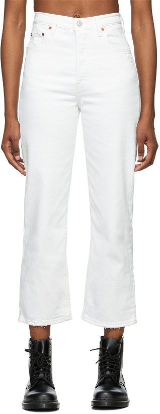 Photo: Levi's White Ribcage Ankle Straight Jeans