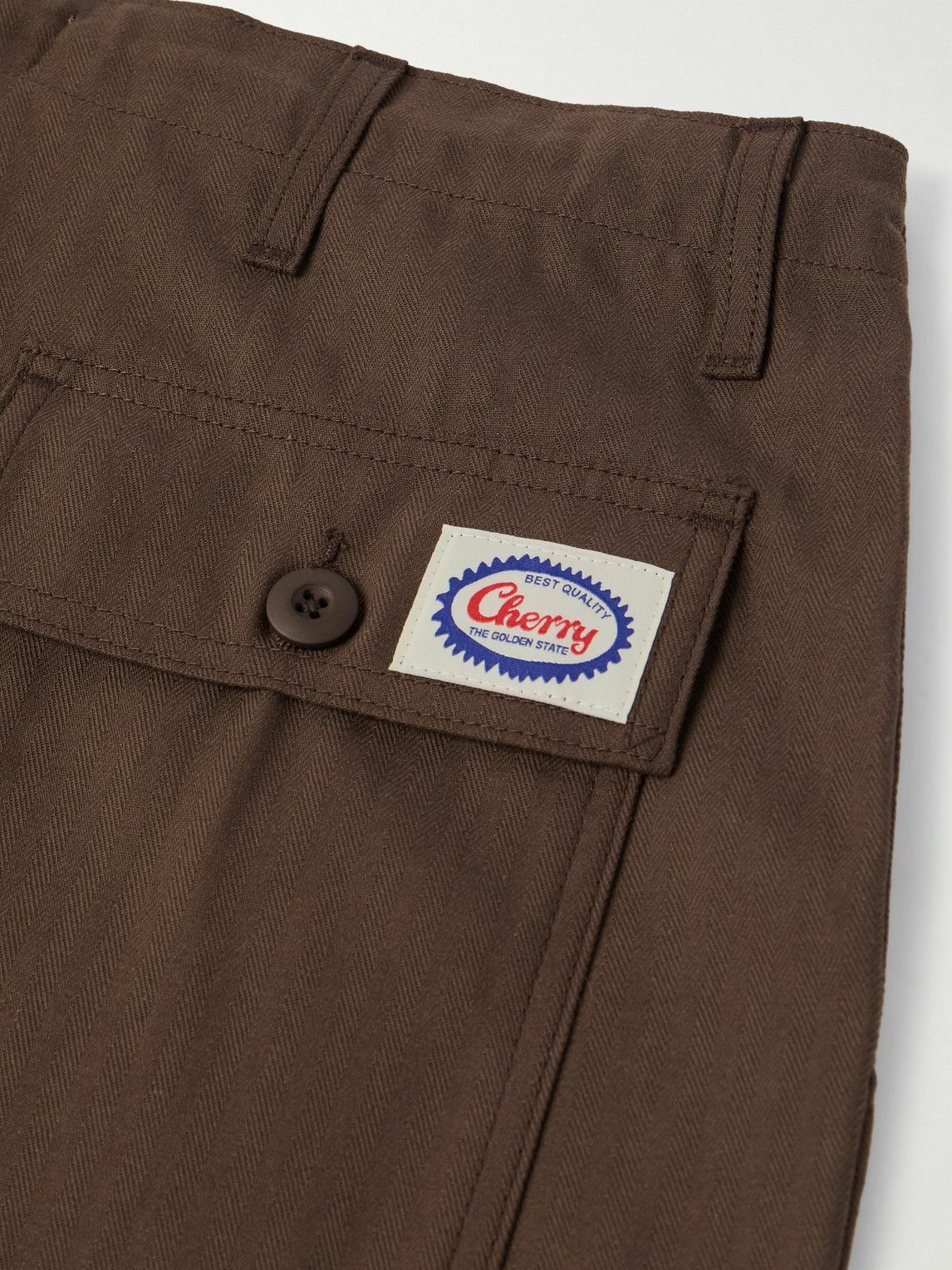 Cherry Los Angeles - Wide-Leg Pleated Herringbone Cotton