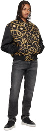 Balmain Black Chaînes Pattern & Monogram Reversible Bomber Jacket