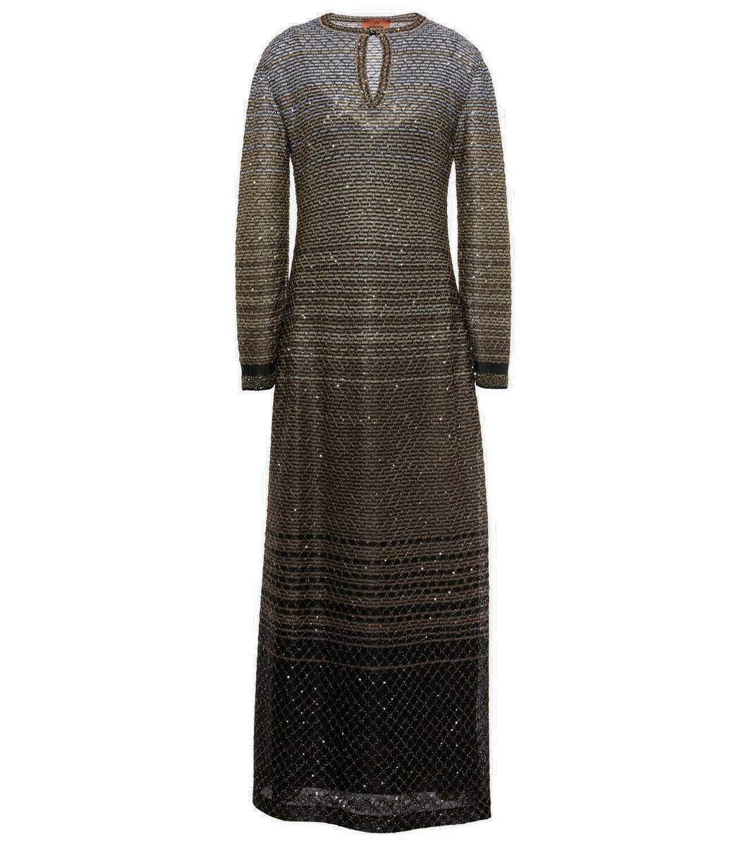 Missoni Multicolor Stripe Wool Knitted Maxi Sheath Dress