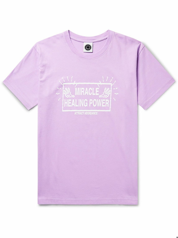 Photo: GOOD MORNING TAPES - Miracle Power Printed Organic Cotton-Jersey T-Shirt - Purple