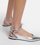 Tom Ford Padlock metallic leather slingback flats