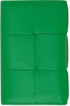 Bottega Veneta Green Leather Card Holder