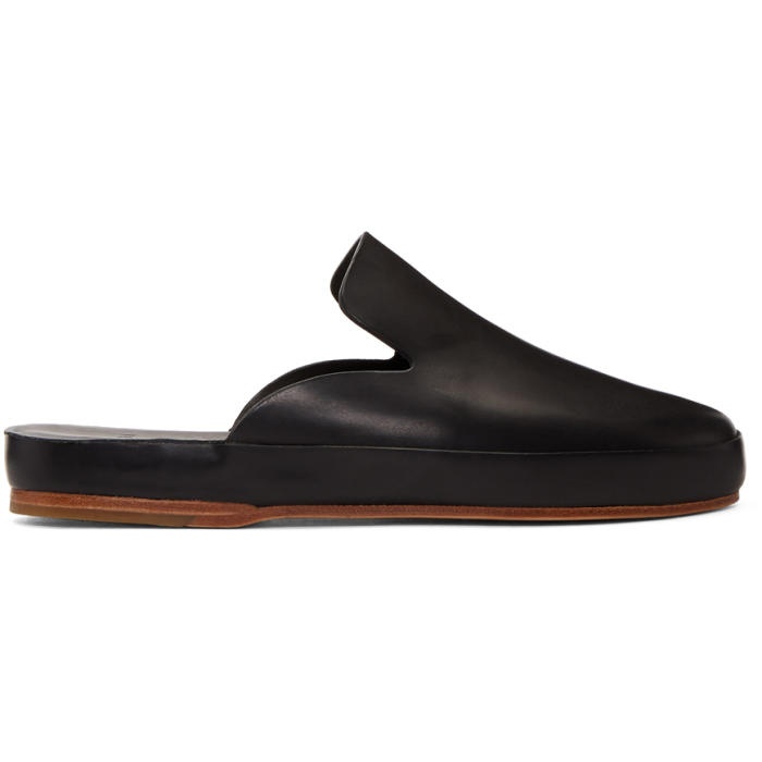 Photo: Feit Black Hand Sewn Slide Loafers