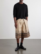 KAPITAL - Wide-Leg Printed Cotton Shorts - Neutrals