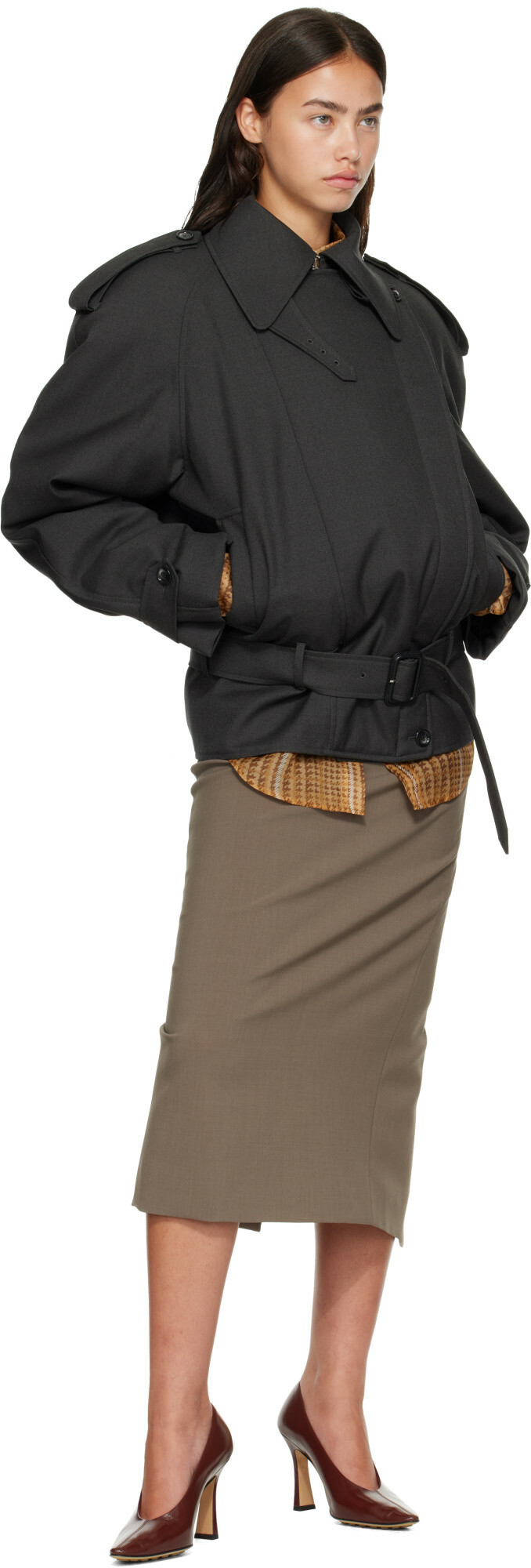 Mugler Gray Round Jacket