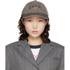 GANNI Brown Washed Canvas Cap