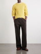 Beams Plus - Cable-Knit Cotton Sweater - Yellow