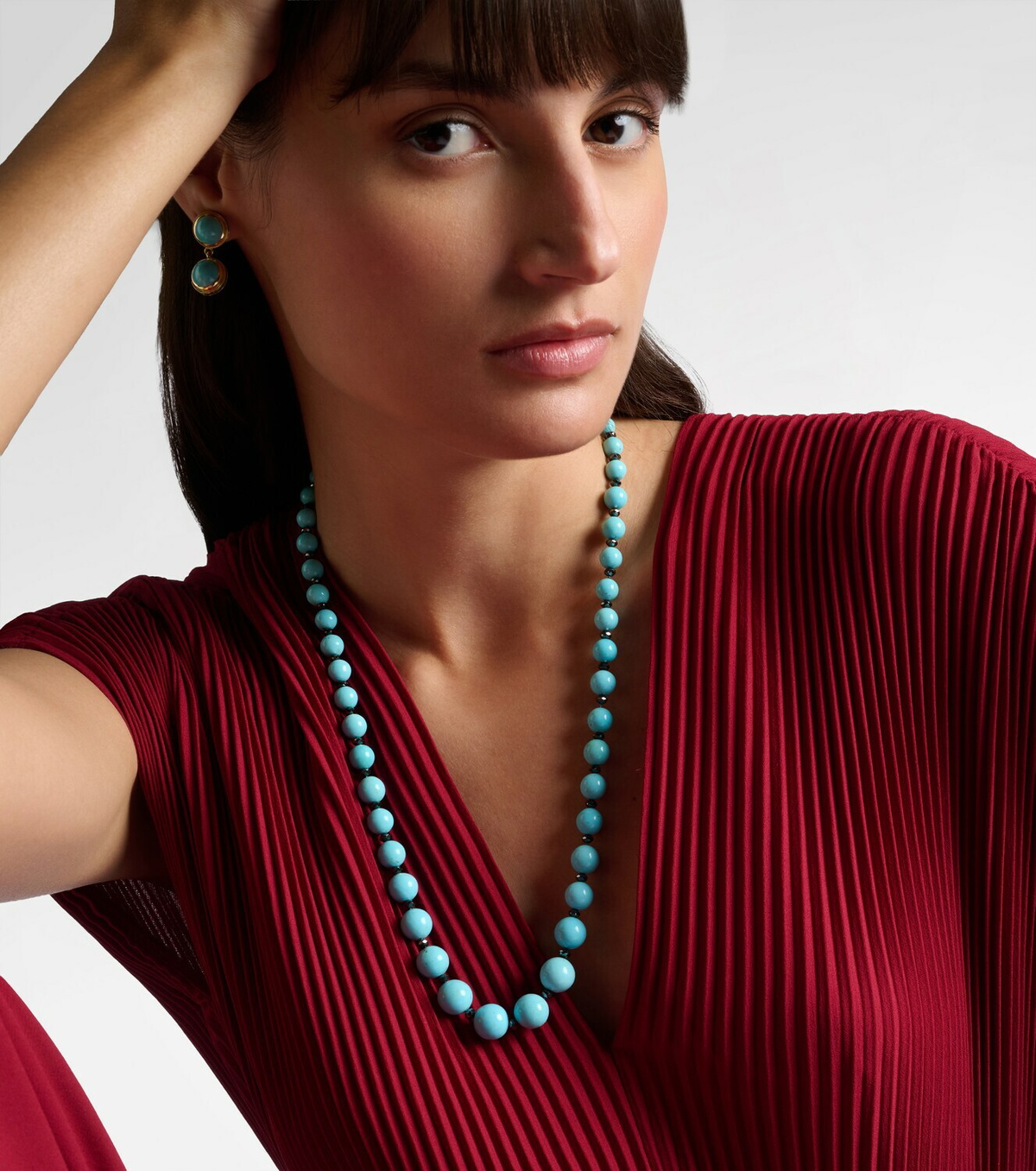 Ileana Makri Beaded necklace with turquoise and diamonds