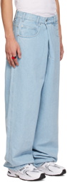 LU'U DAN Blue Wash Pleated Front Jeans