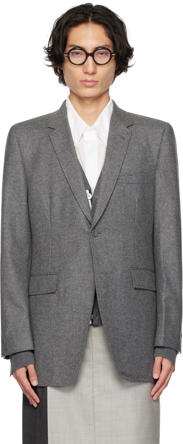 Thom Browne Gray Single-Button Blazer Thom Browne