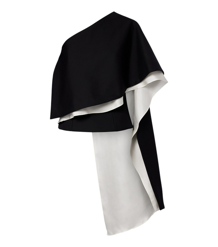 Photo: Róhe One-shoulder caped wool-blend top