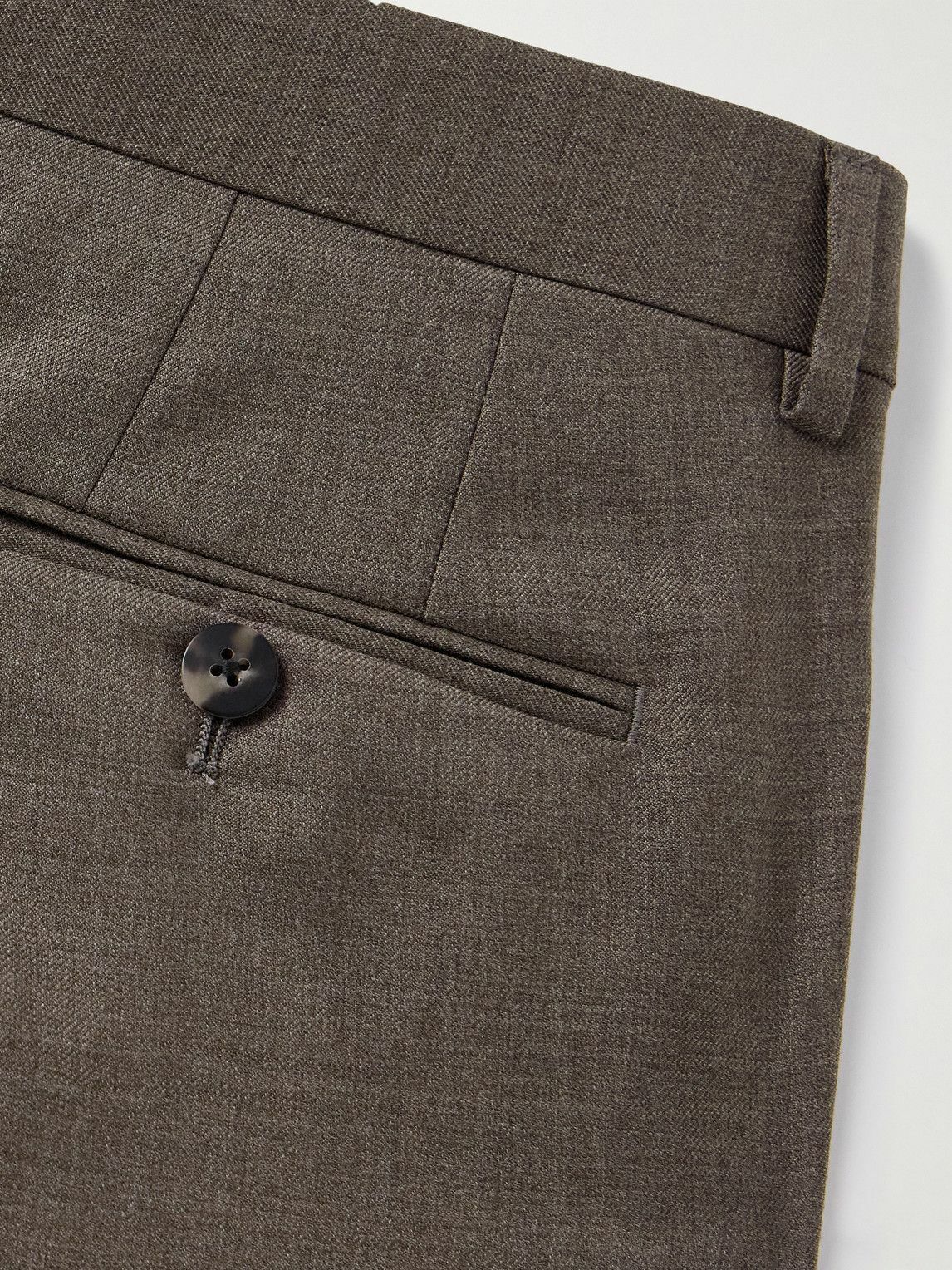 Caruso - Slim-Fit Wool-Twill Suit Trousers - Brown