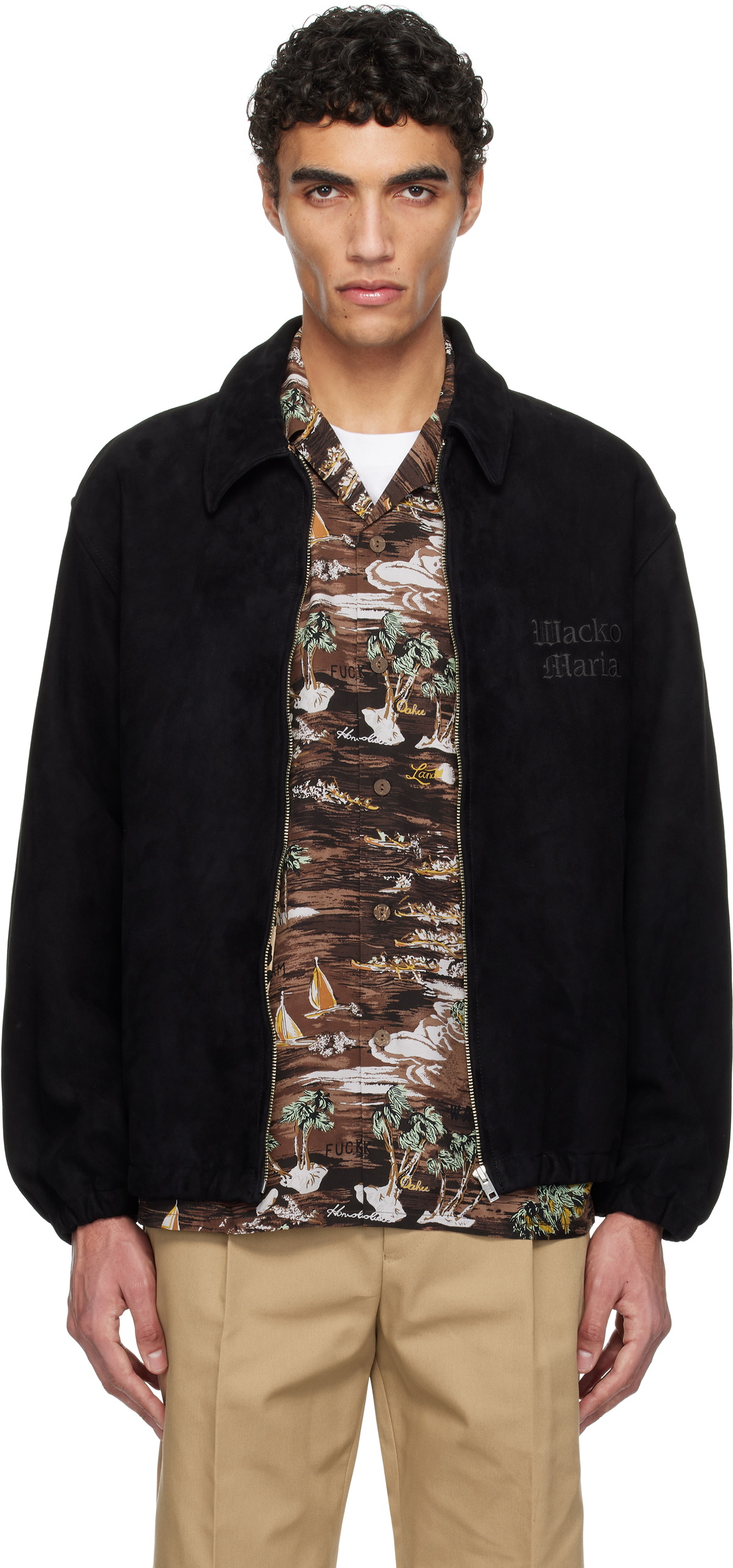 WACKO MARIA Black and Brown Corduroy Leopard 50s Jacket WACKO MARIA Black and Brown Corduroy Leopard 50s Jacket