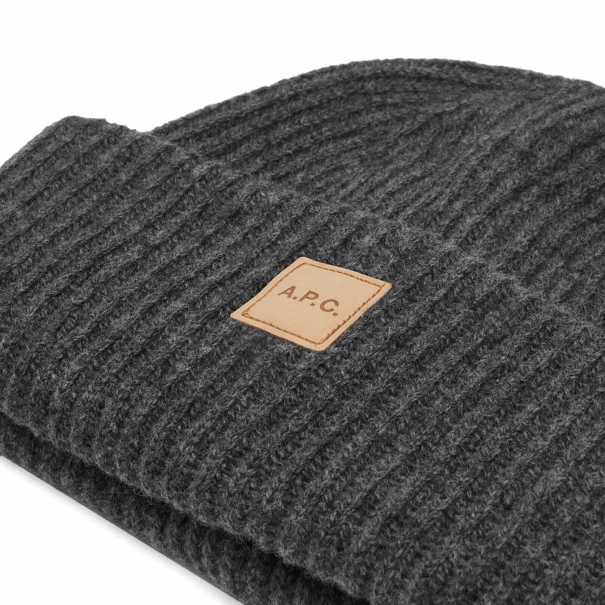 A.P.C. Men's Michelle Patch Beanie in Heather Grey