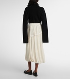 Xu Zhi Layered velvet-trimmed midi skirt