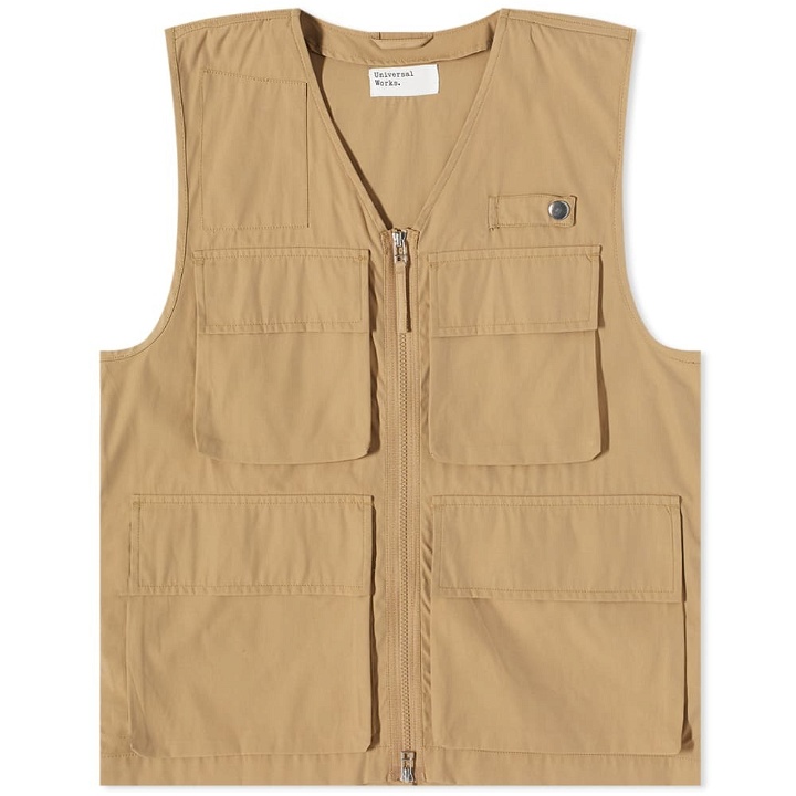 Photo: Universal Works Men's Tech Twill Photogrpahers Gilet in Sand