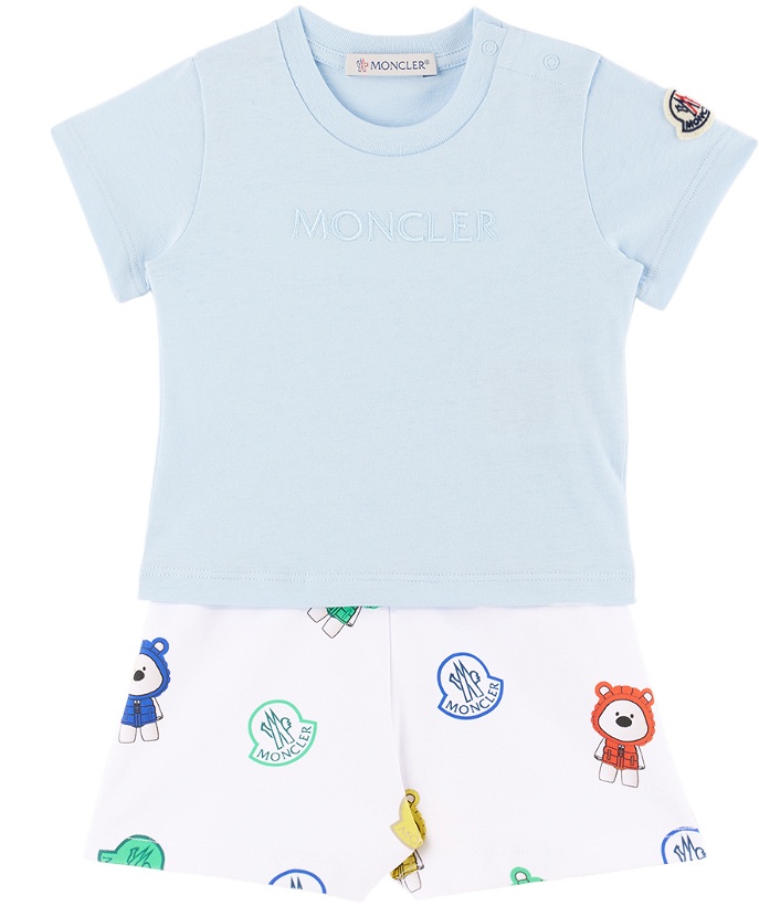 Photo: Moncler Enfant Baby Blue T-Shirt & Shorts Set