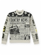 KAPITAL - 8G Newspaper Intarsia-Knit Sweater - Neutrals