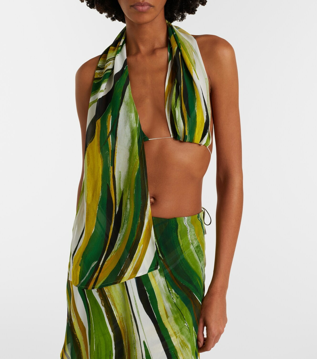 Christopher Esber Printed silk scarf bra top