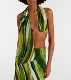 Christopher Esber Printed silk scarf bra top