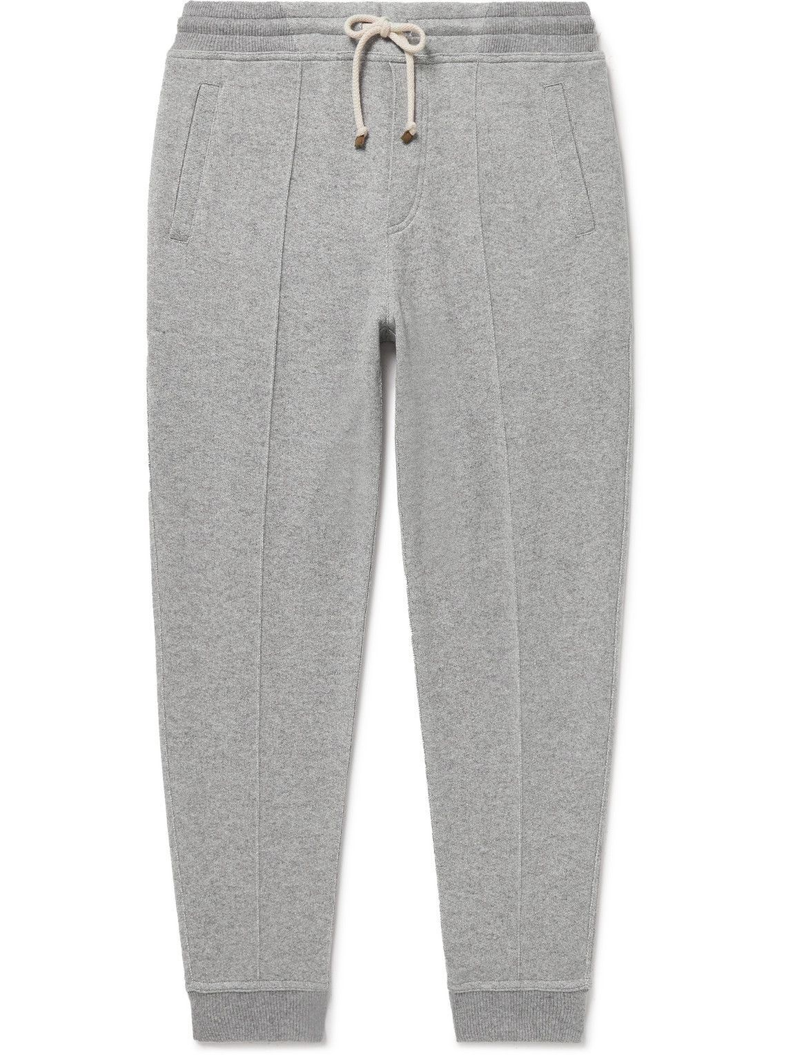 Brunello Cucinelli - Tapered Pleated Cashmere Sweatpants - Gray