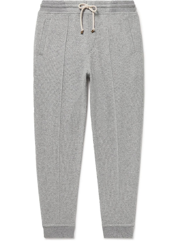 Photo: Brunello Cucinelli - Tapered Pleated Cashmere Sweatpants - Gray