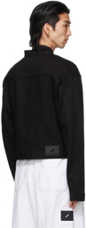 We11done Black Denim Logo Patch Jacket