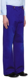 Gucci Blue Embroidered Trousers