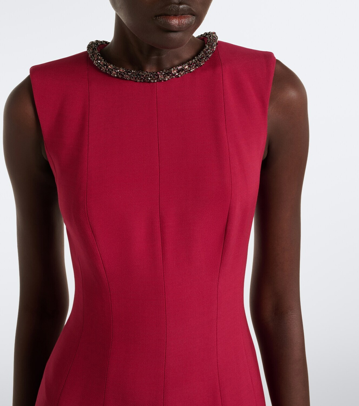 Roland Mouret Embellished wool and silk midi dress