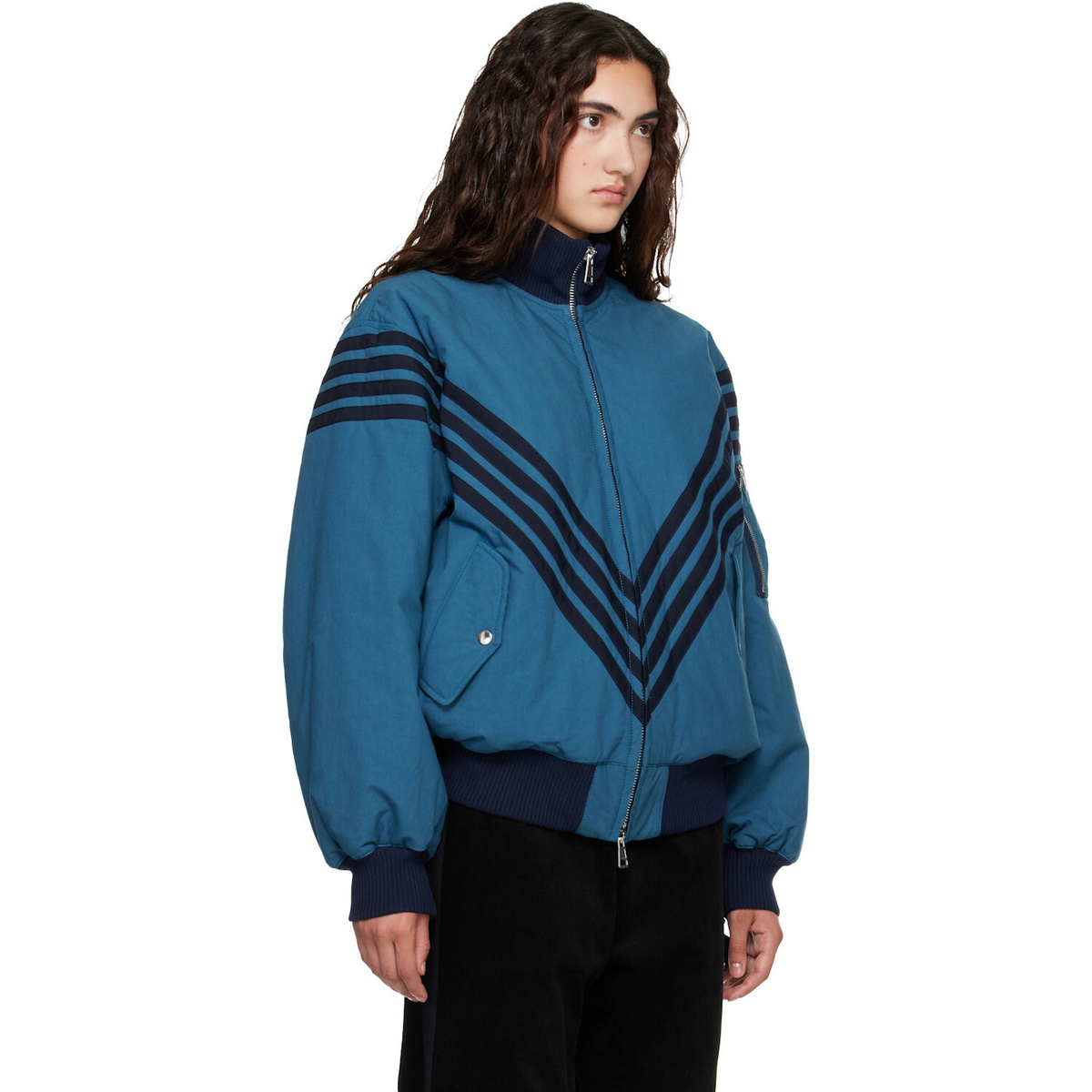 Stefan Cooke Blue Chevron Tanker Bomber Jacket
