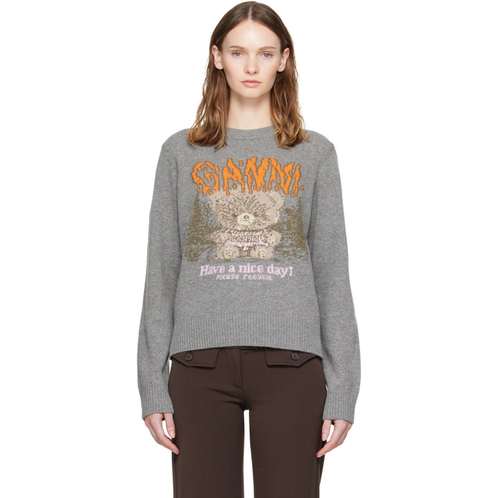 Photo: GANNI Gray Forest Teddy Wool Sweater