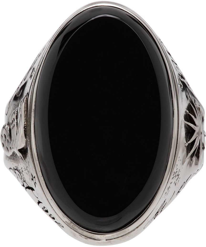 Alexander McQueen Black Oval Stone Ring Alexander McQueen