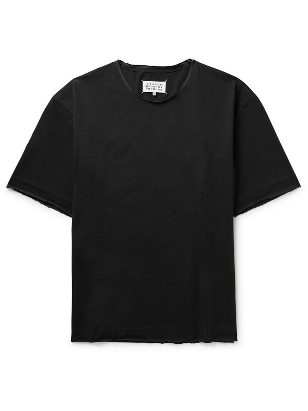 Photo: Maison Margiela - Oversized Distressed Cotton-Jersey T-Shirt - Black