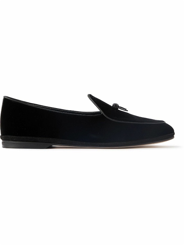 Photo: Rubinacci - Marphy Embellished Leather-Trimmed Velvet Loafers - Black