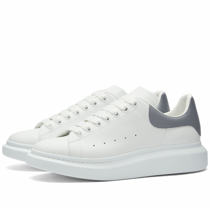 Photo: Alexander McQueen Men's Heel Tab Wedge Sole Sneakers in White/Gun Grey