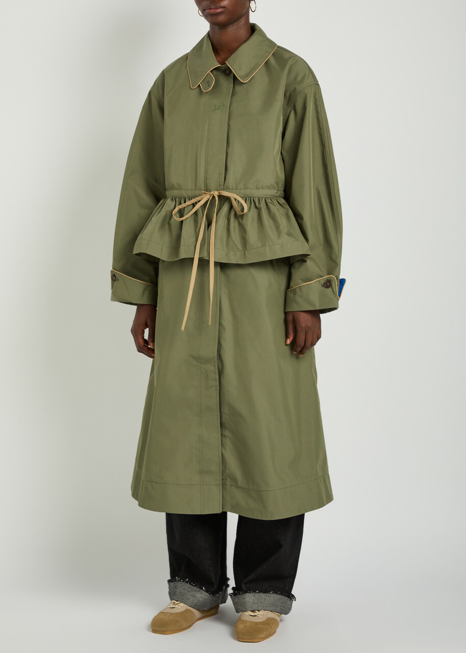 Damson Madder Myrtle Multi-way Cotton-blend Trench Coat Green
