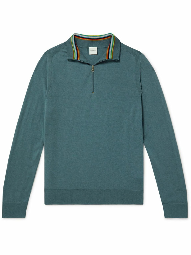 Photo: Paul Smith - Merino Wool Half-Zip Sweater - Blue