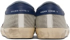 Golden Goose Silver & Navy Super-Star Sneakers