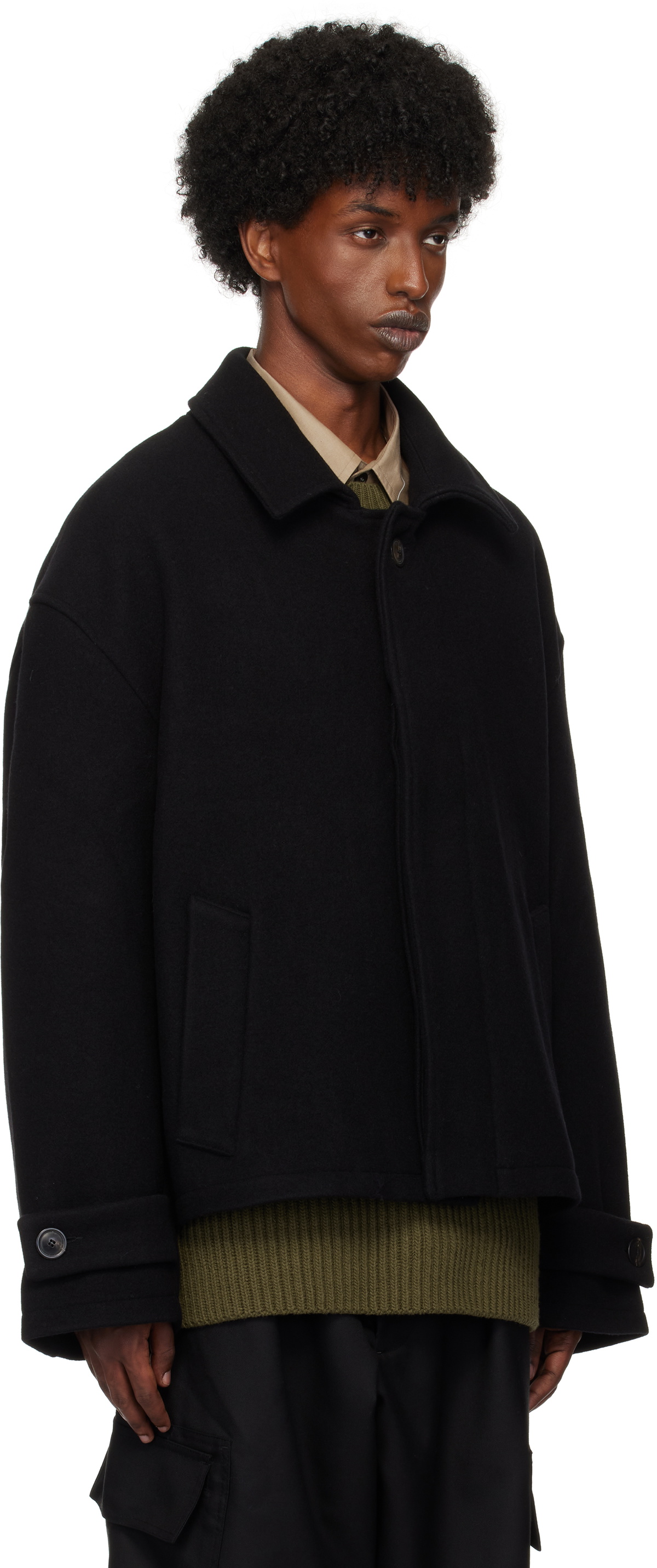 Lownn Black Wool Cashmere Cropped Jacket Lownn Lownn Black Wool Cashmere Cropped Jacket Lownn