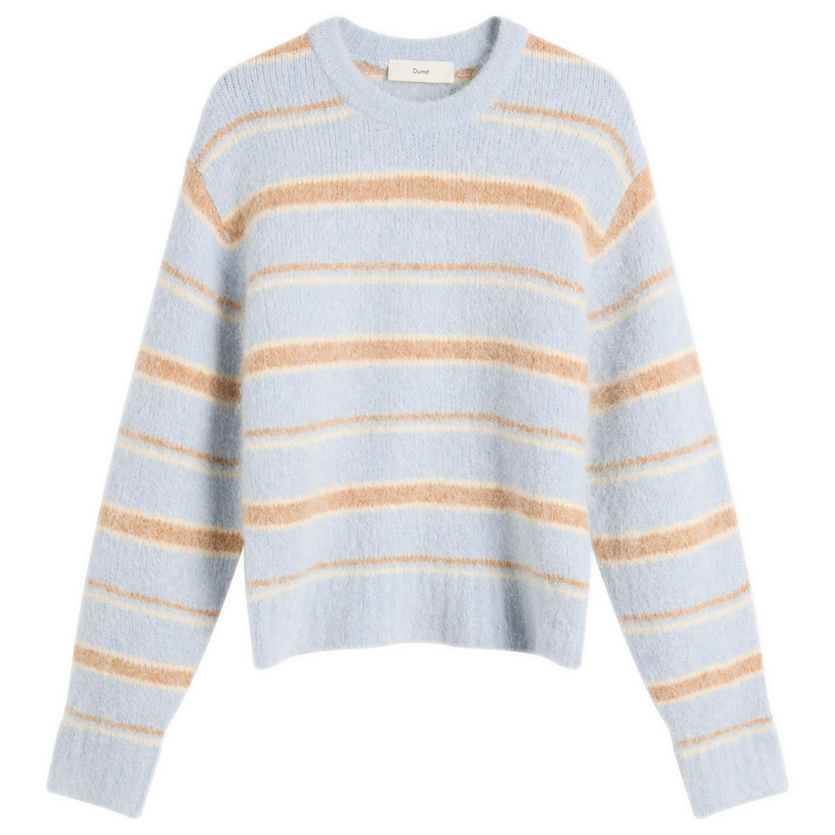 DUNST Women's Fuzzy Knit Jumper in Soft Blue/Brown