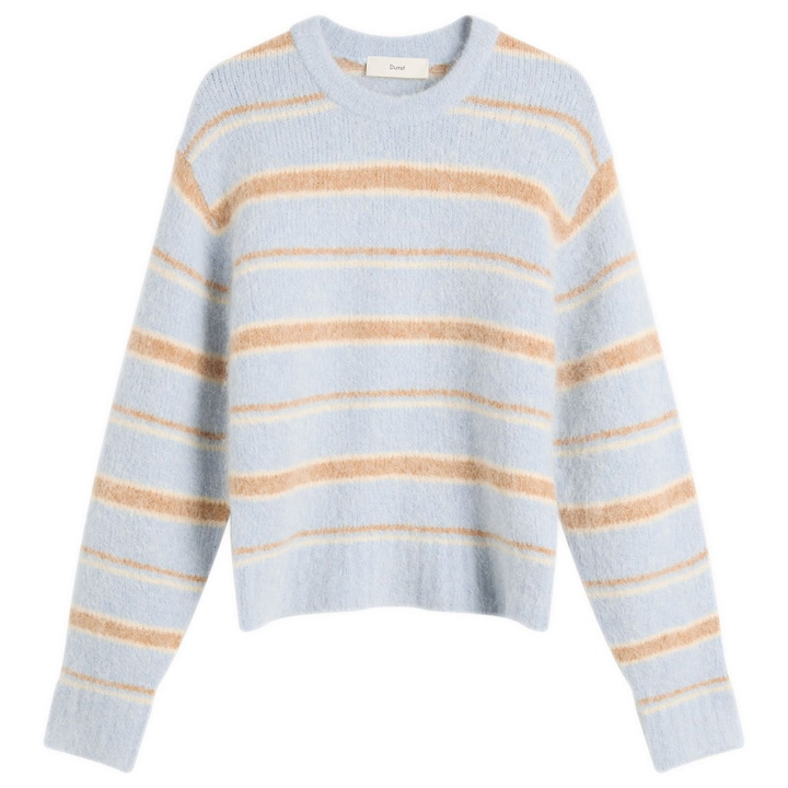 Photo: DUNST Women's Fuzzy Knit Jumper in Soft Blue/Brown