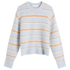 DUNST Women's Fuzzy Knit Jumper in Soft Blue/Brown