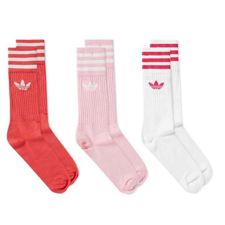 Photo: Adidas Solid Crew Sock - 3 Pack True Pink