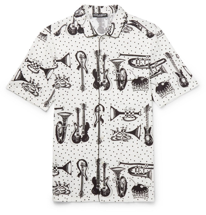 Photo: Dolce & Gabbana - Slim-Fit Penny-Collar Printed Cotton-Jersey Shirt - Men - White
