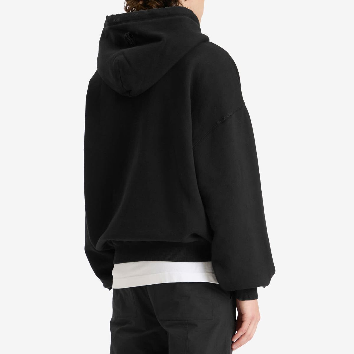 Cole Buxton Men's Distressed Pocket Hoodie in Black