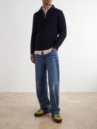 S.N.S. Herning - Fender Ribbed Wool Half-Zip Sweater - Blue